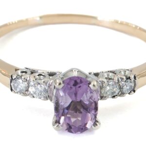 2620.Anillo Oro 14k Diamantes y amatista