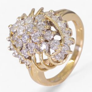 3416.Anillo de oro amarillo 14K con diamante