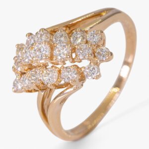3529.Anillo de oro amarillo de 14K con diamantes