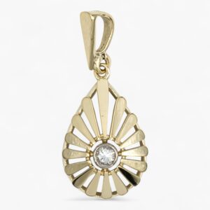 3637.Colgante en oro 14K con diamante central en diseño art deco