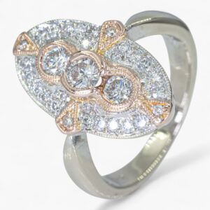 3694 Anillo de oro blanco 14K con diamantes