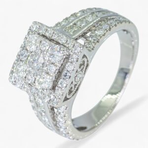 3714 Anillo de oro blanco 14K con diamantes