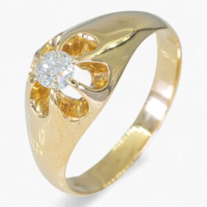 3758 Anillo de oro amarillo 14K con diamantes