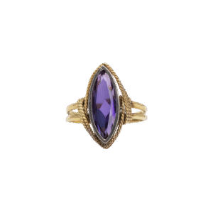 3814 Anillo lanzadera de oro amarillo de 18K con amatista