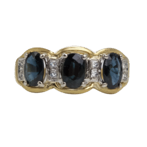 3821 Tricillo de oro amarillo de 18K con zafiros y diamantes