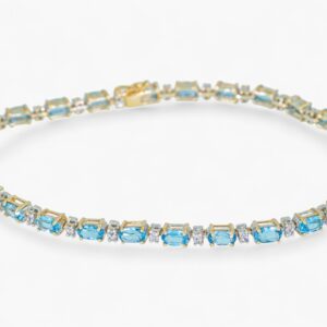 3878 Pulsera de oro amarillo de 14K con topacios y diamantes