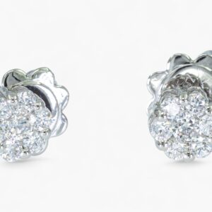 3879 Aros roseta de oro blanco de 14K con diamantes