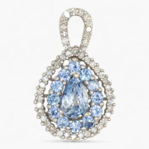 3886 Colgante de oro blanco de 14K con tanzanita y diamantes