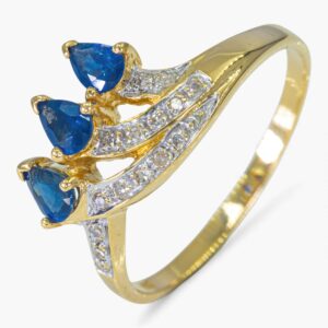 3931 Anillo de oro amarillo de 14K con zafiros y diamantes