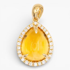 3985 Colgante de oro amarillo 14K con citrino y diamantes