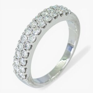 4003 Anillo tipo cintillo de oro blanco de 14k con doble fila de diamantes