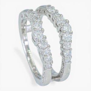 4030 Anillo doble de oro blanco de 14k con diamantes