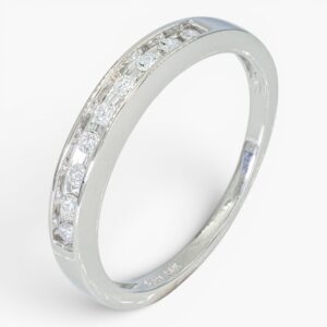 4045 Anillo tipo cintillo de oro blanco de 14k con hermosos 9 diamantes