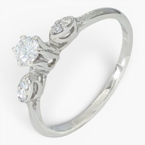 4048 Anillo solitario con acentos de oro blanco de 14k con hermosos 5 diamantes