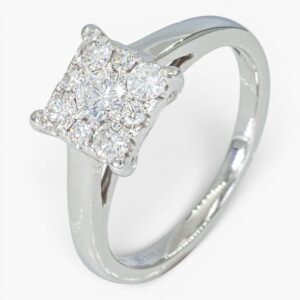 4059 Anillo de oro blanco de 14k con hermosos 9 diamantes