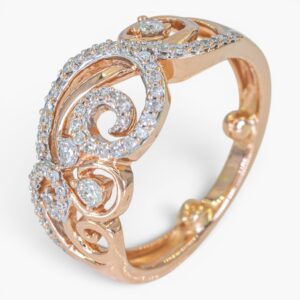 4117 Anillo de oro rosado 14K con diamantes