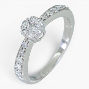4118 Anillo de oro blanco 14K con diamantes
