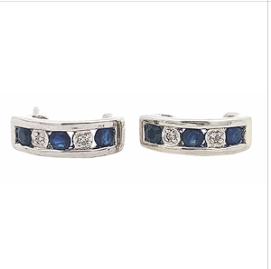 4150 Aros de oro blanco de 14K con diamantes y zafiros