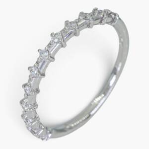 4152 Anillo de oro blanco 14K tipo cintillo delgado estilo eternidad parcial con diamantes