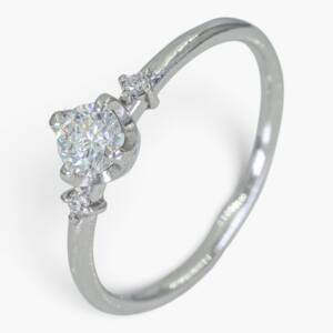 4153 Anillo de oro blanco 14K estilo solitario estilizado con diamantes