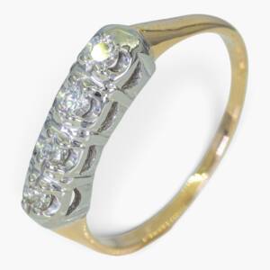 4157 Anillo de oro amarillo 14K con montura frontal en oro blanco y diamantes