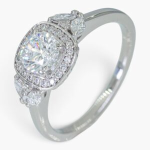 4174 Anillo de oro blanco 14K estilo halo cuadrado con diamantes