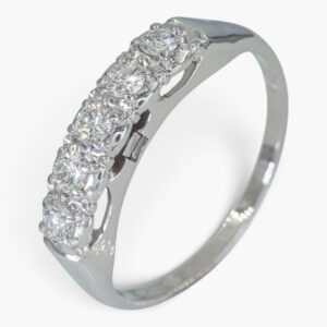 4176 Anillo de oro blanco 14K con montura lineal de diamantes