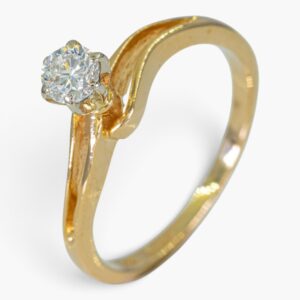 4178 Anillo de oro amarillo 14K estilo solitario curvilíneo con diamantes