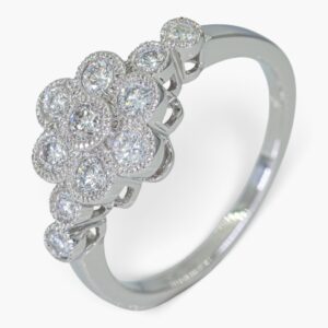 4191 Anillo de oro blanco 14K estilo racimo modular con diamantes